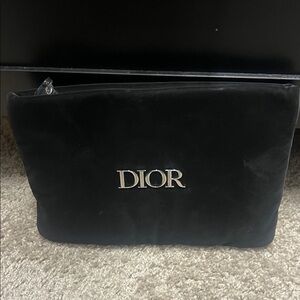Dior Beauty Black Velvet Pouch with Silver Logo